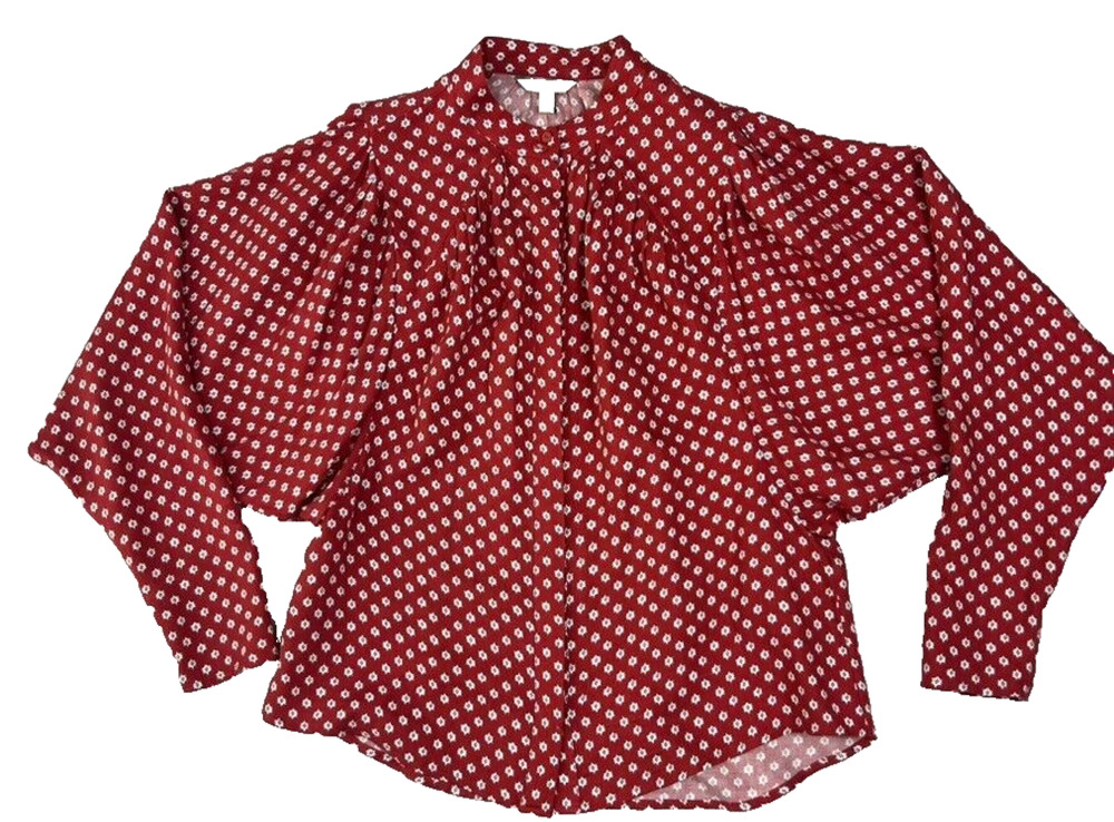 Joie Blouse Womens XXS Aztec Tangia Red Ikat Print Long Dolman Sleeve